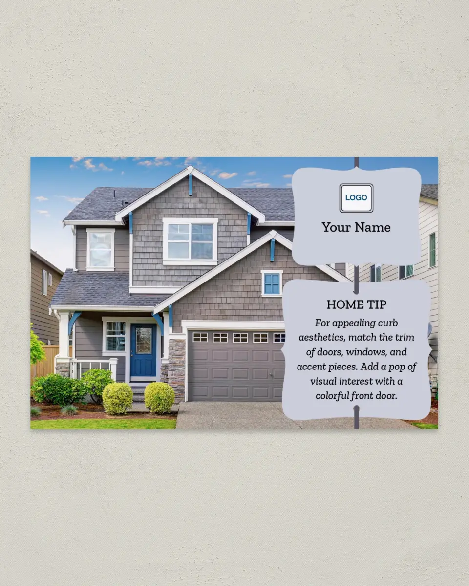 This is a 6" x 9" Postcard called Home Tip - Door Interest printed in full color