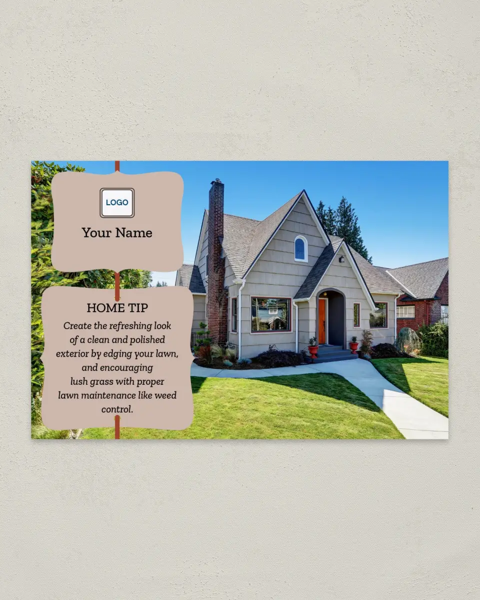 This is a 6" x 9" Postcard called Home Tip - Lush Lawn printed in full color