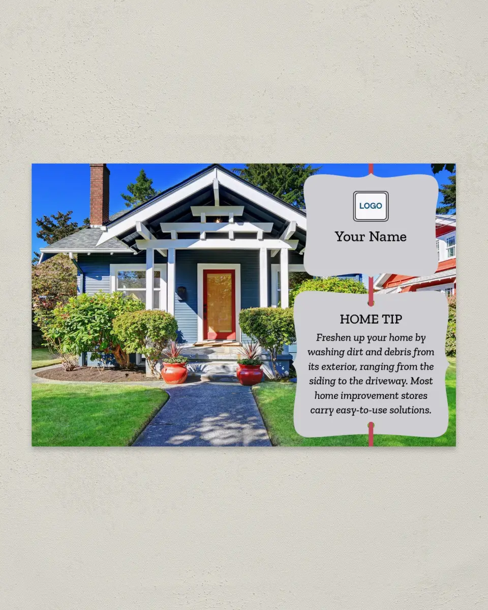 This is a 6" x 9" Postcard called Home Tip - Clean Me printed in full color