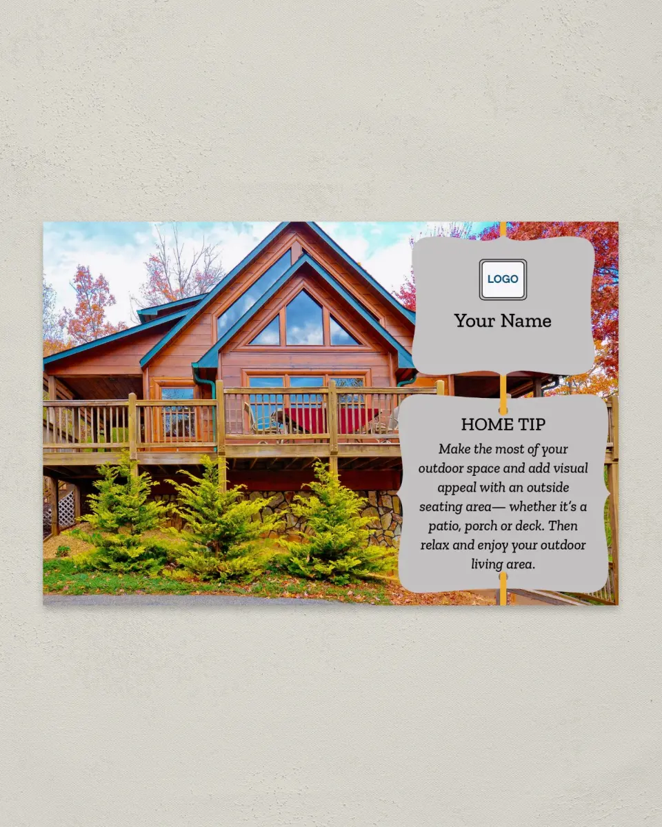 This is a 6" x 9" Postcard called Home Tip - Outdoor Appeal printed in full color