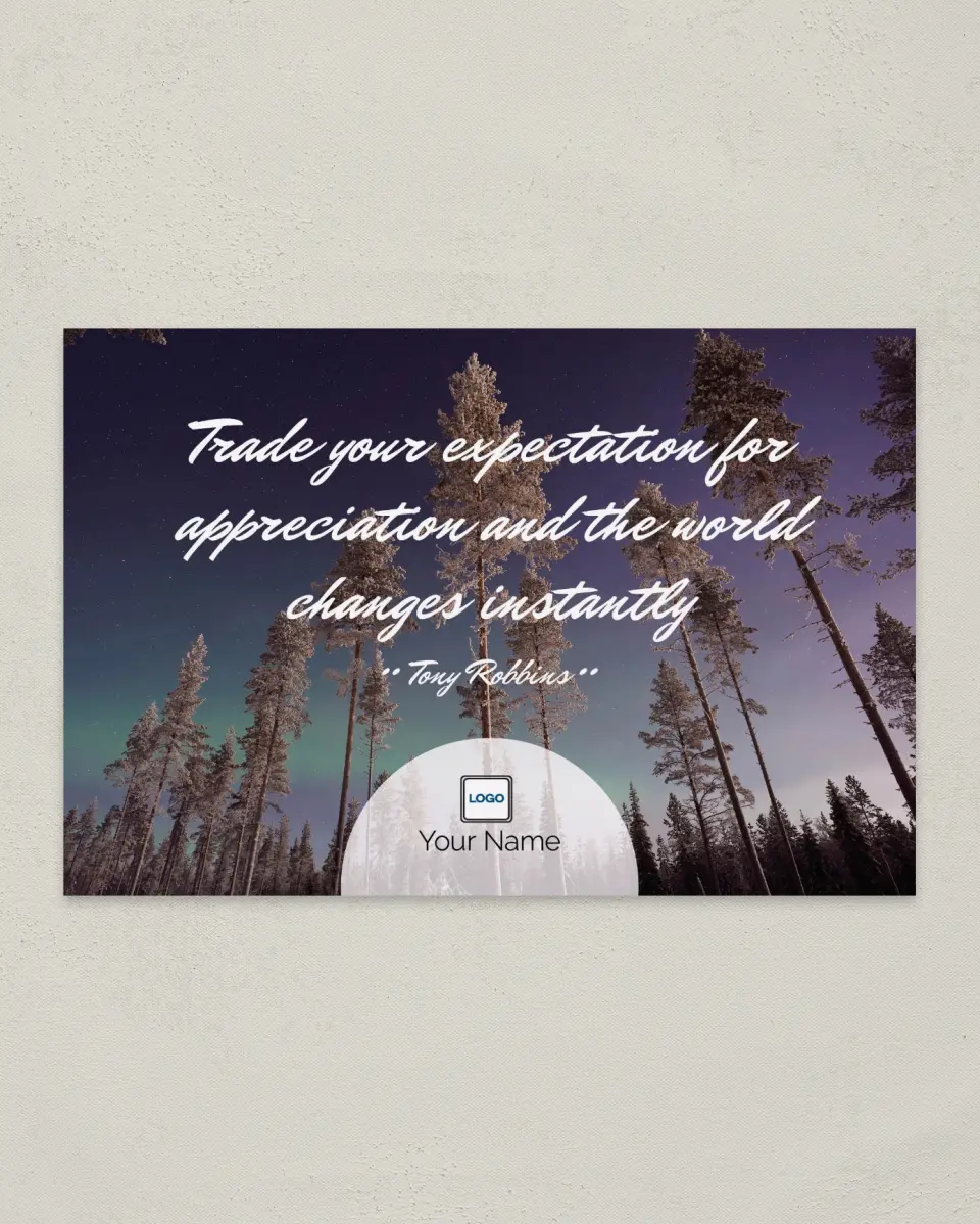 This is a 6" x 9" Postcard called Change Instantly printed in full color