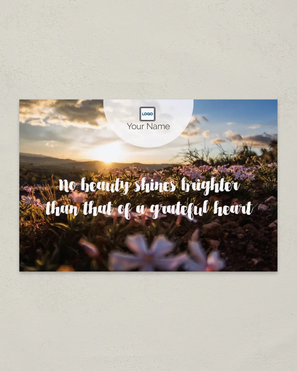 This is a 6" x 9" Postcard called Grateful Heart printed in full color