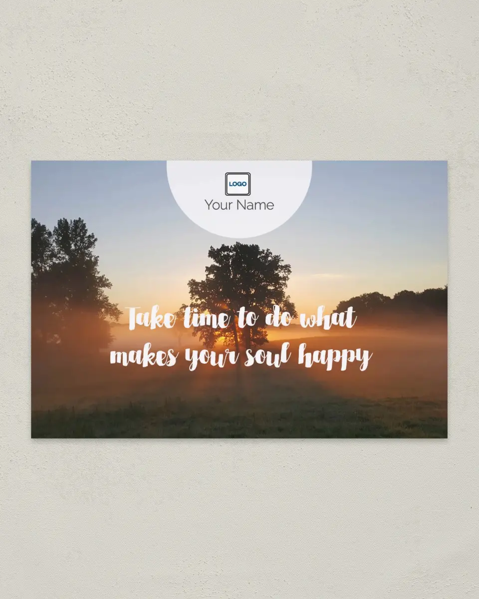 This is a 6" x 9" Postcard called Soul Happy printed in full color