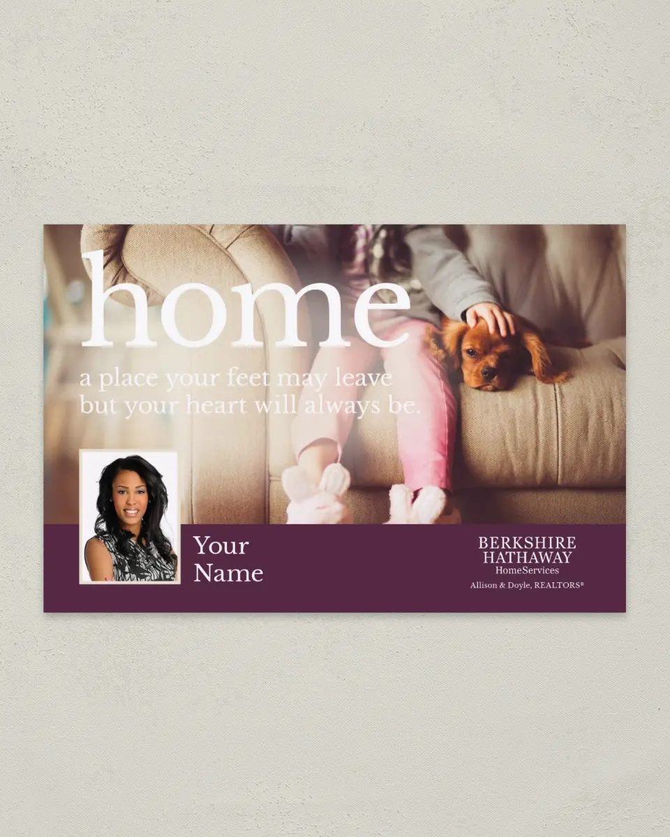 This is a 6" x 9" Postcard called Berkshire Hathaway HomeServices Postcards printed in full color