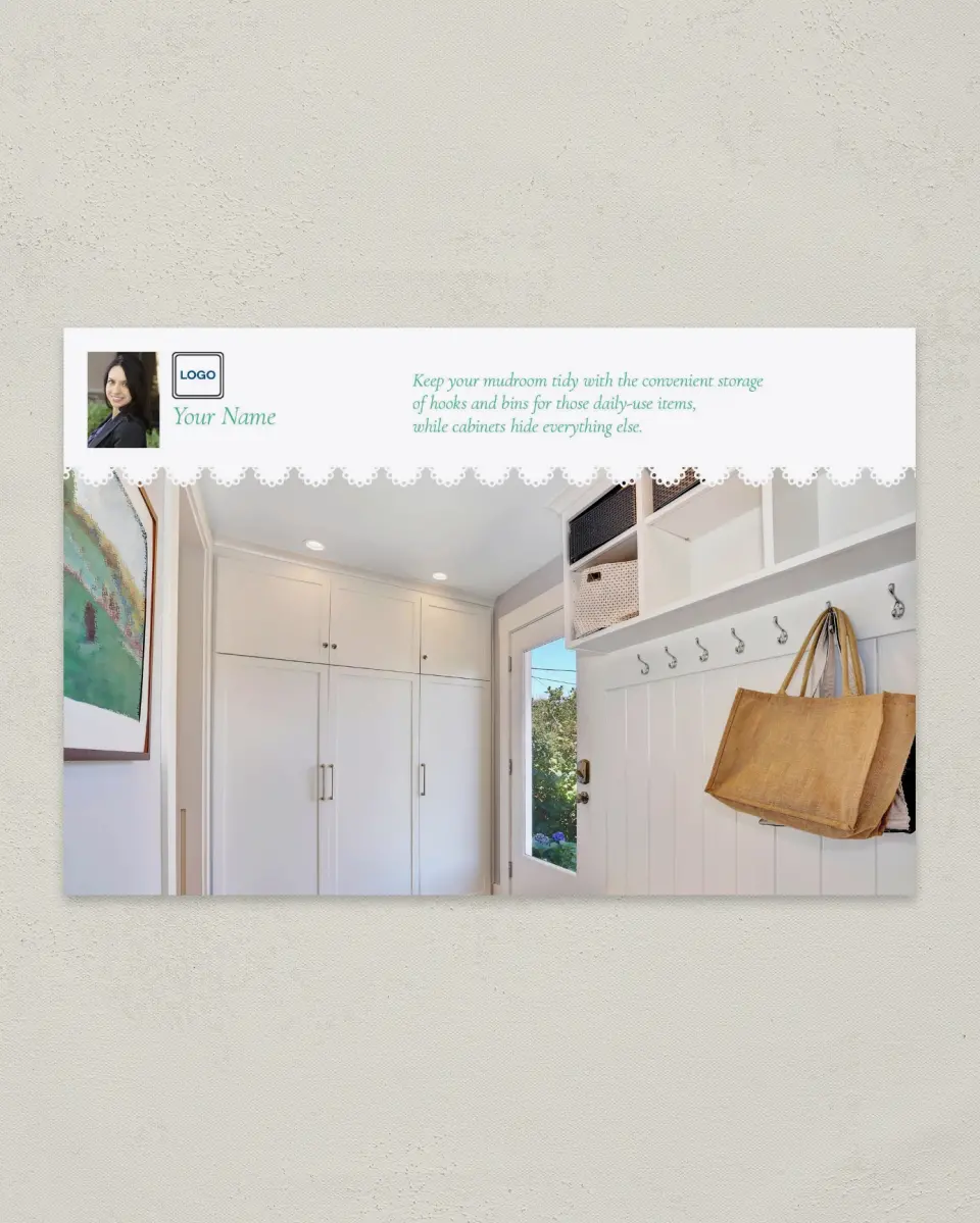 This is a 6" x 9" Postcard called Home Tip - Storage Abounds printed in full color