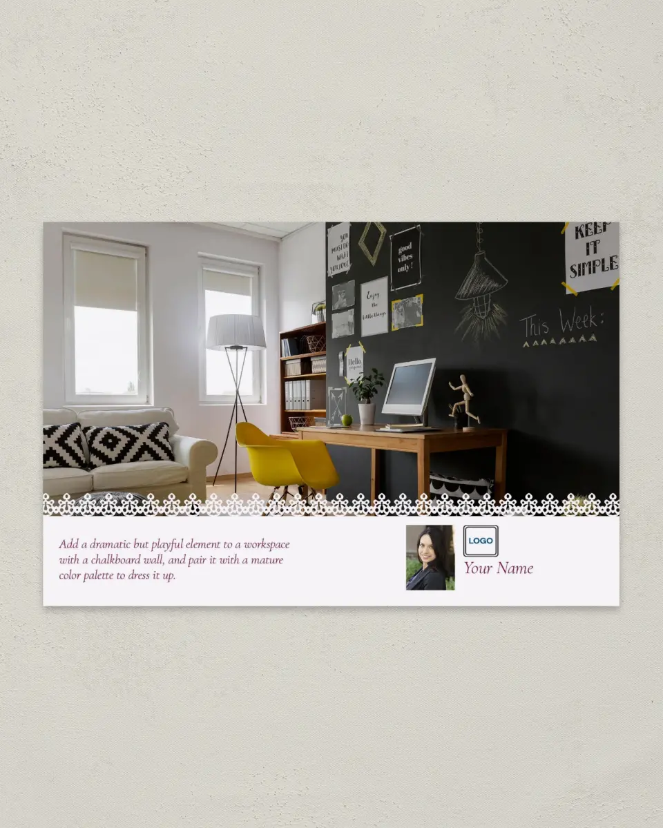 This is a 6" x 9" Postcard called Home Tip - Playfully Working printed in full color