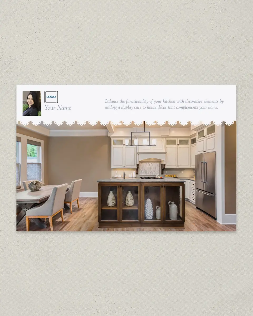 This is a 6" x 9" Postcard called Home Tip - Balanced Decor printed in full color
