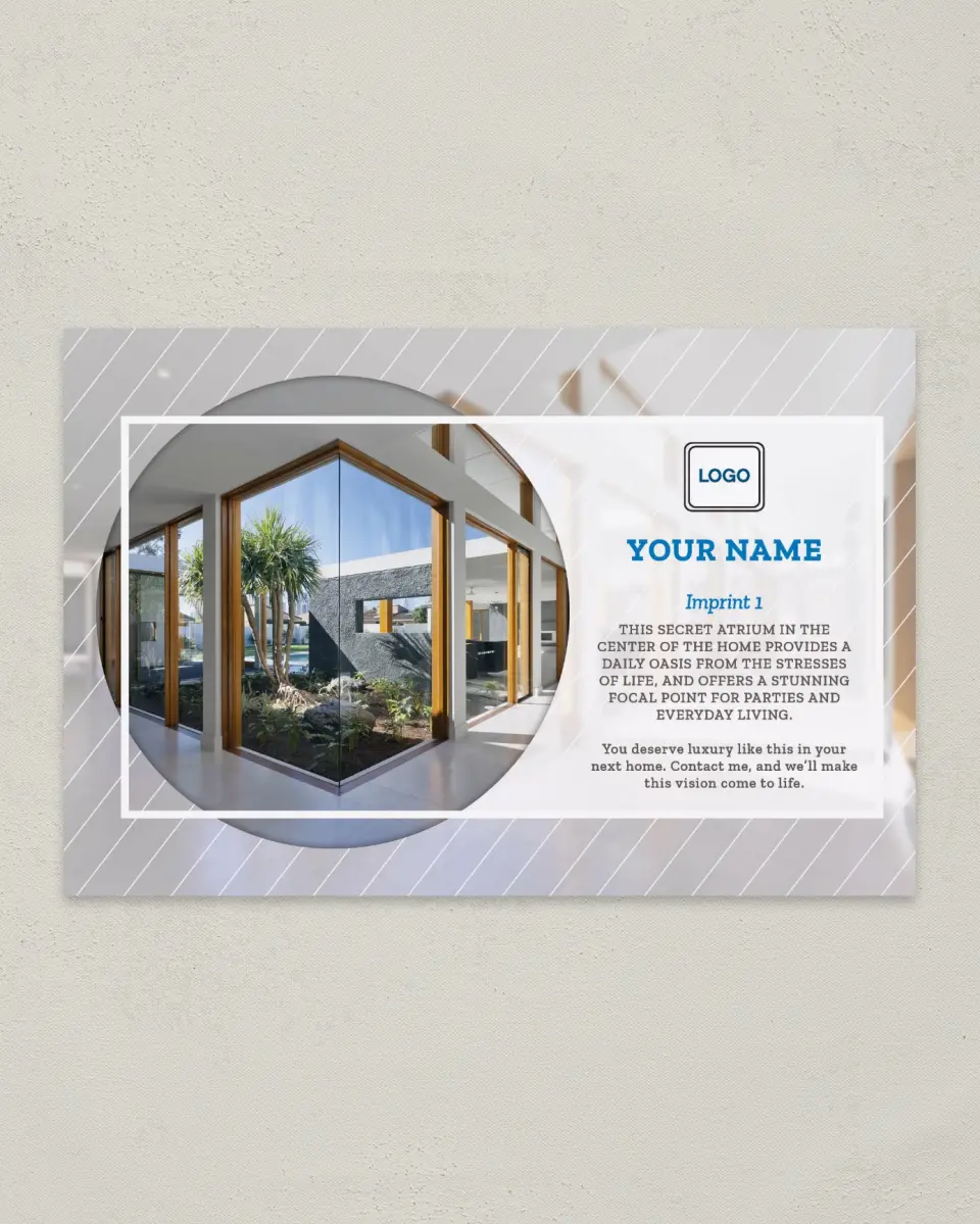 This is a 6" x 9" Postcard called Secret Atrium printed in full color