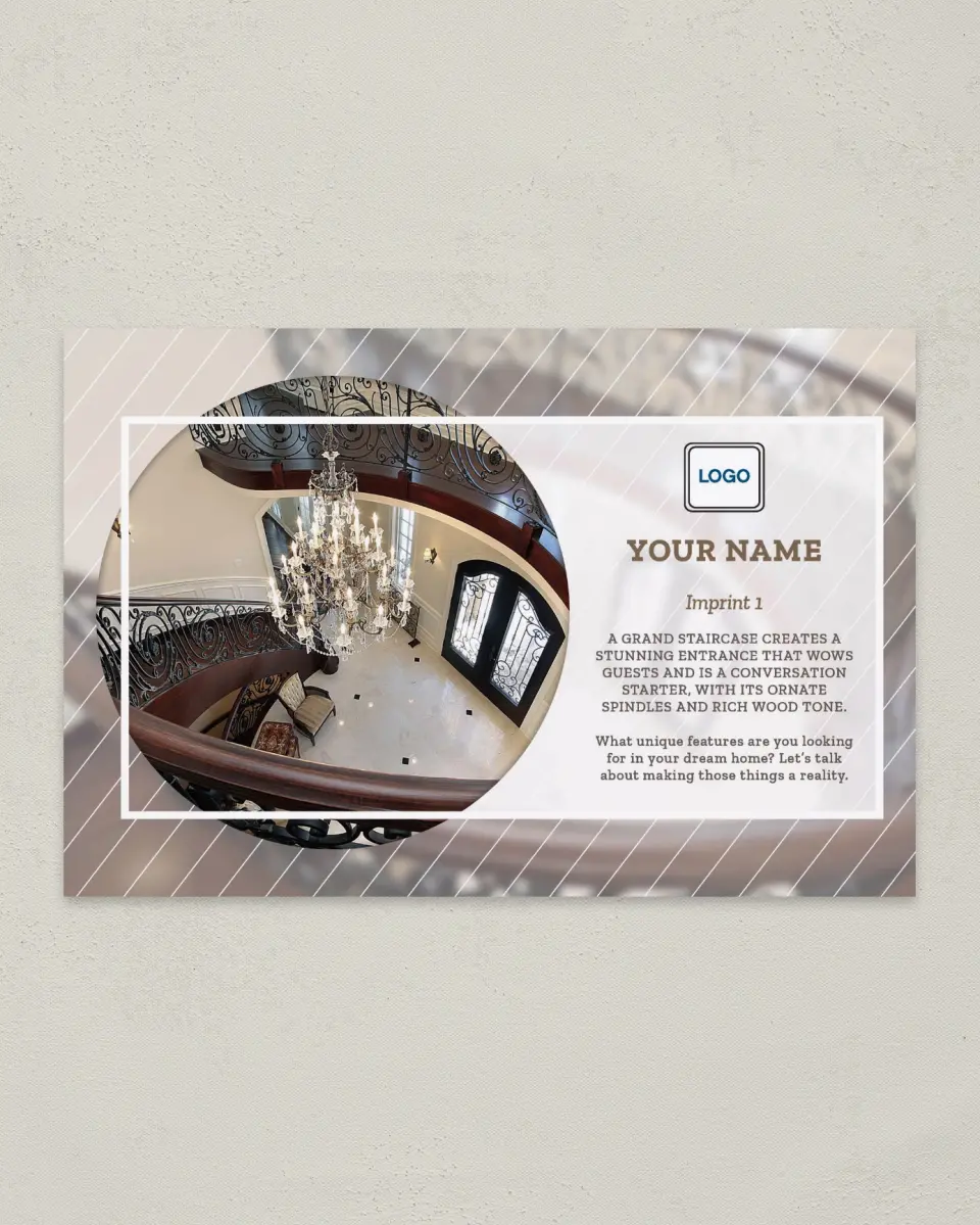 This is a 6" x 9" Postcard called Stunning Entrance printed in full color