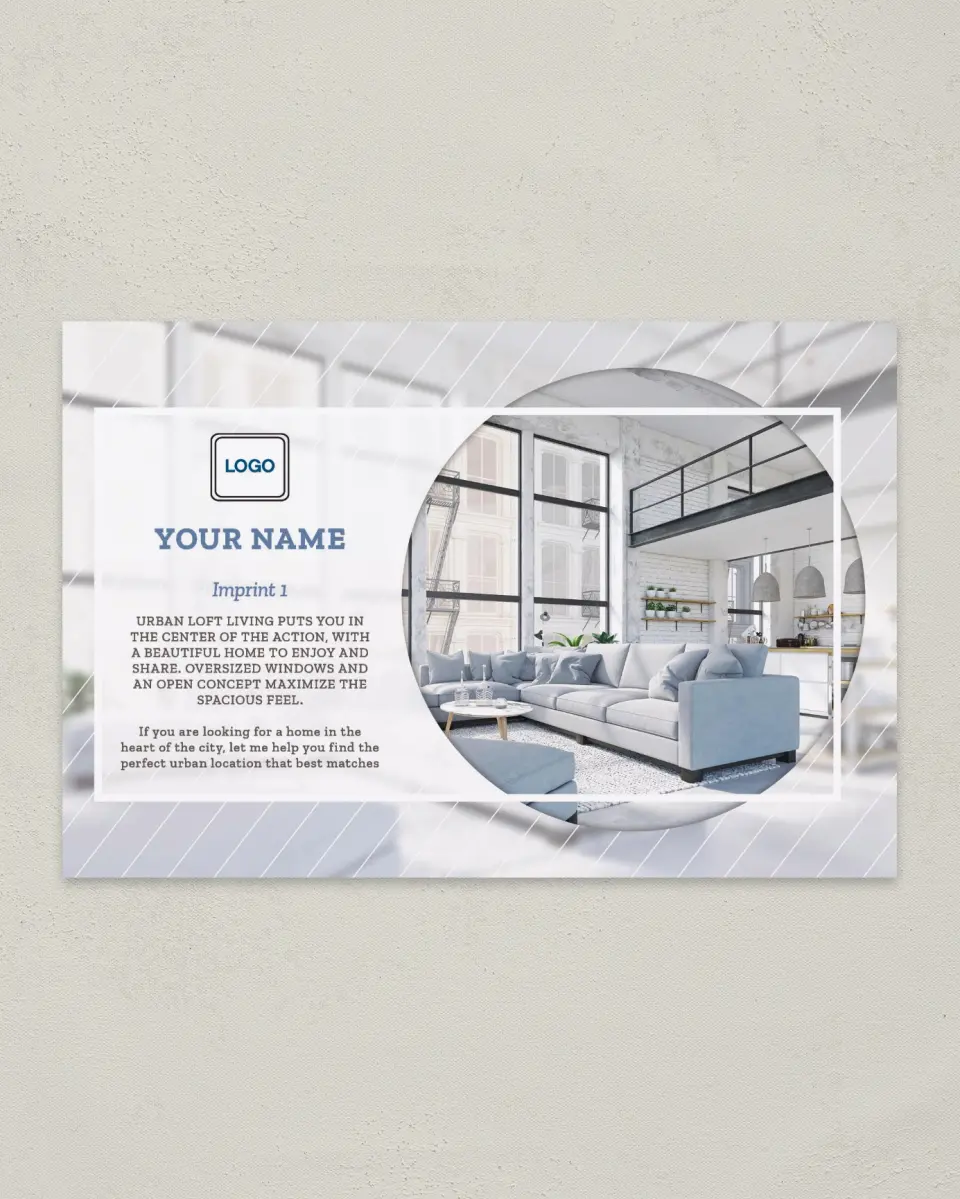 This is a 6" x 9" Postcard called Urban Loft printed in full color