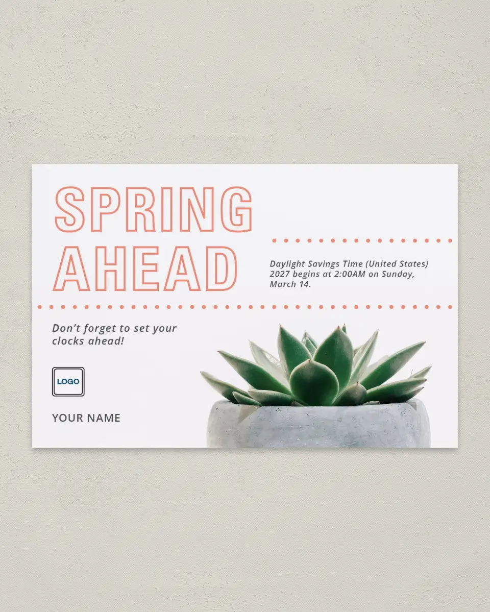 This is a 6" x 9" Postcard called Spring Succulent printed in full color