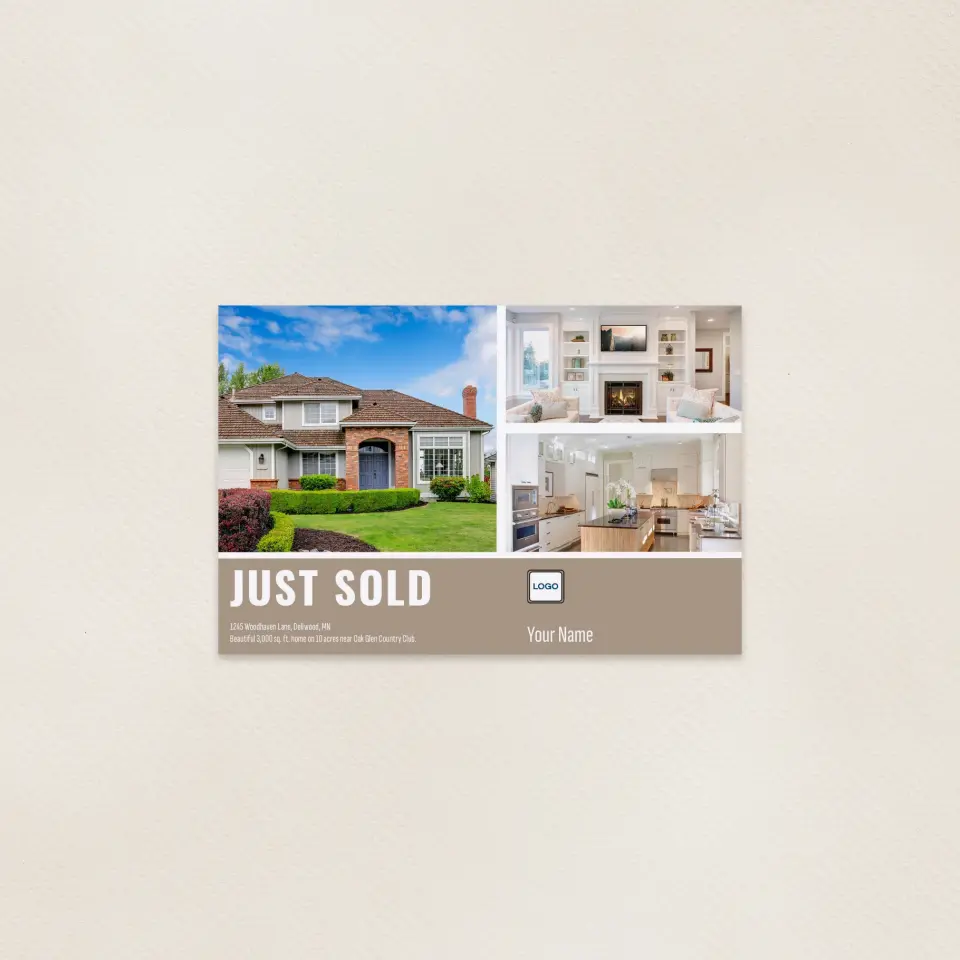 This is a 6" x 9" Postcards with Magnetic Strip called Sold Prime Property printed in full color