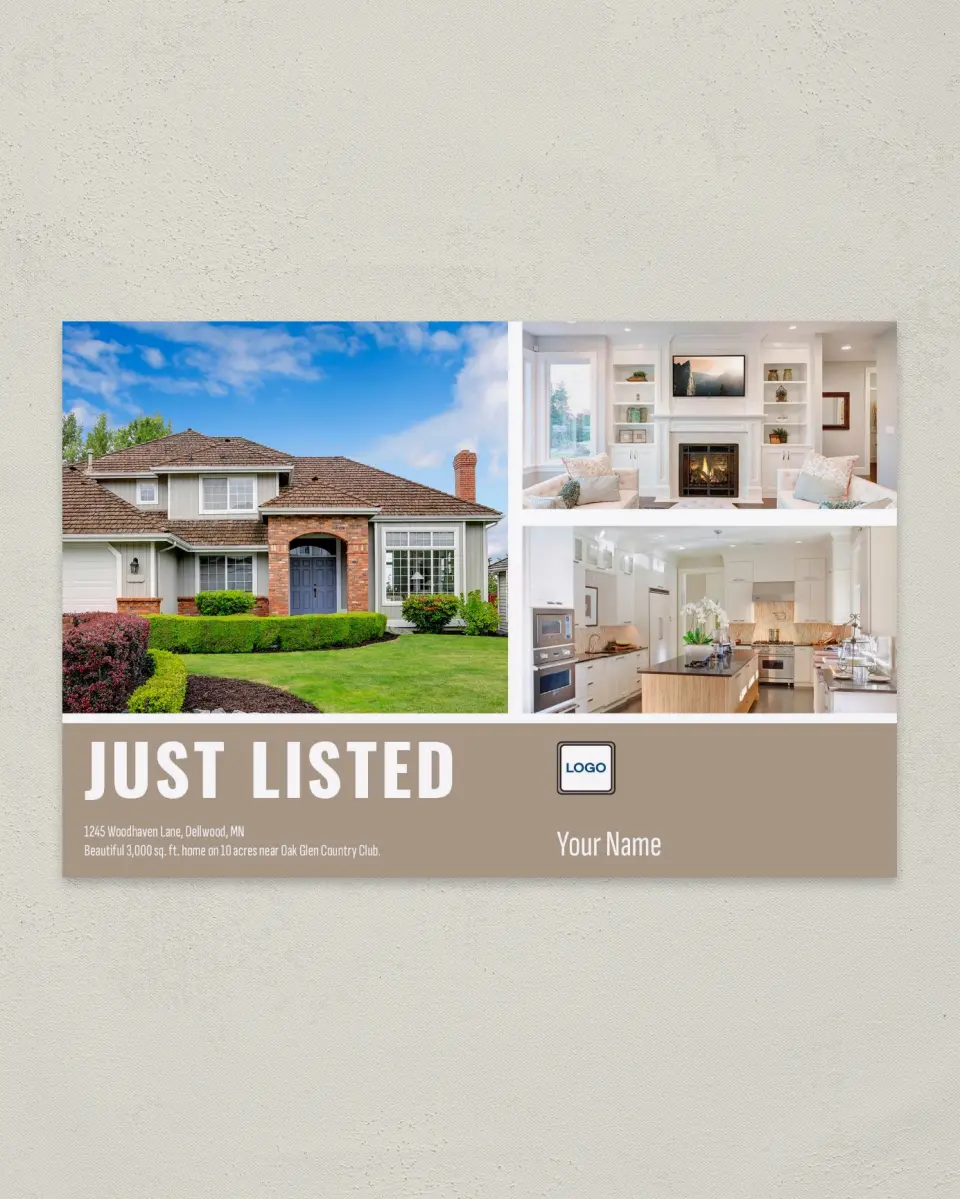 This is a 6" x 9" Postcard called Listed Prime Property printed in full color