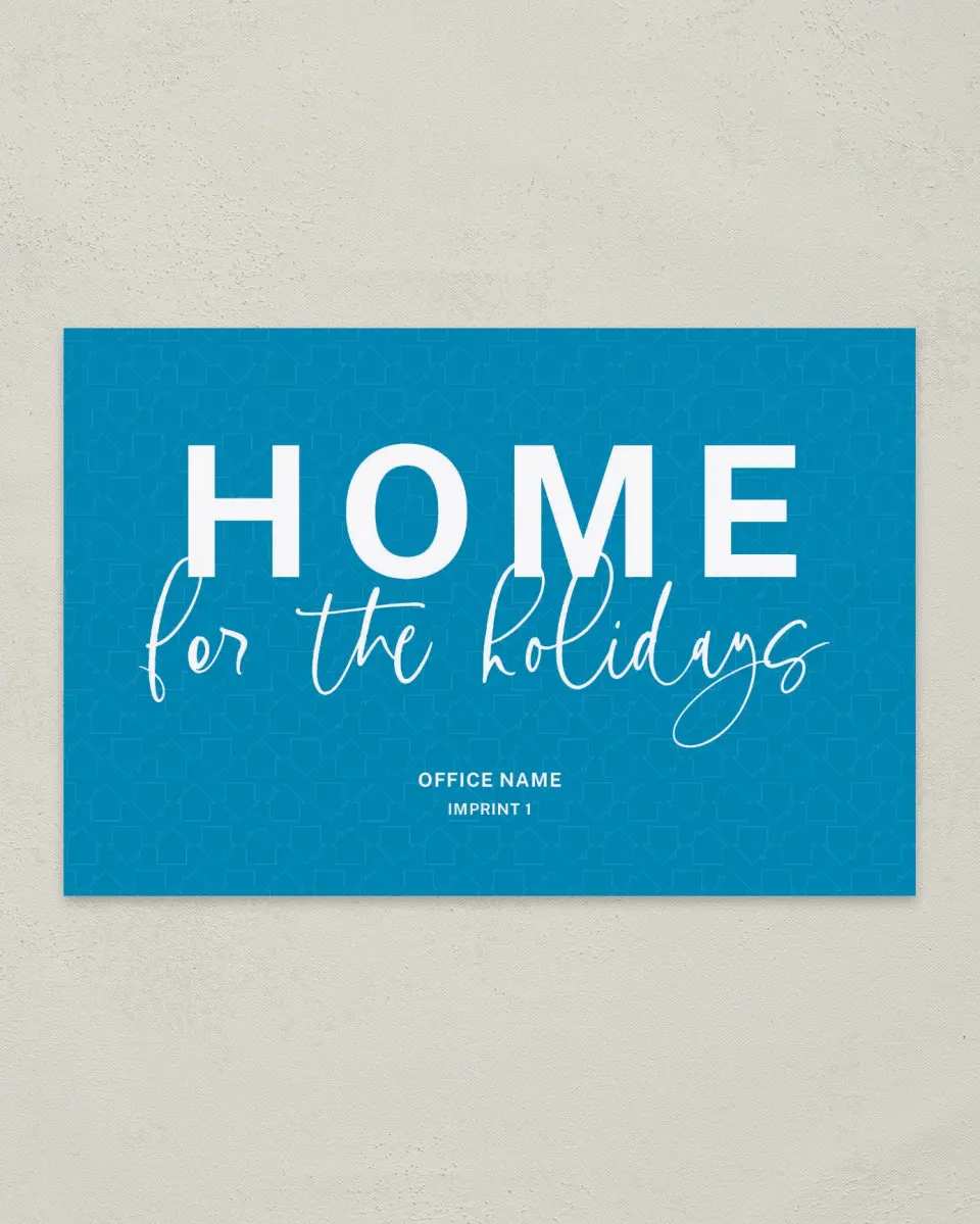 This is a 6" x 9" Postcard called Suburban Bliss printed in full color with Rose Gold foil