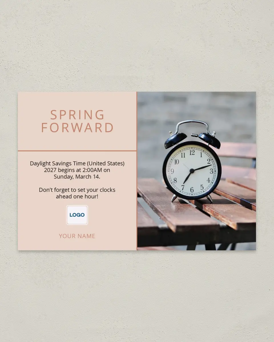 This is a 6" x 9" Postcard called Rustic Clock printed in full color