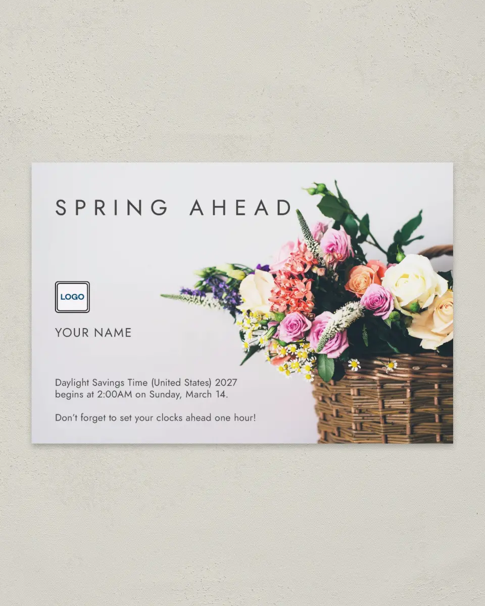 This is a 6" x 9" Postcard called Spring Basket printed in full color