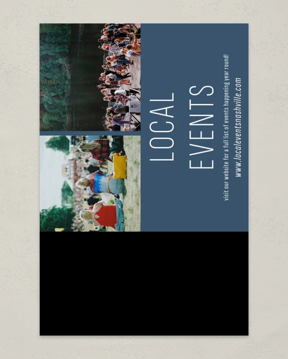 This is a 6" x 9" Postcard called Local Events printed in full color
