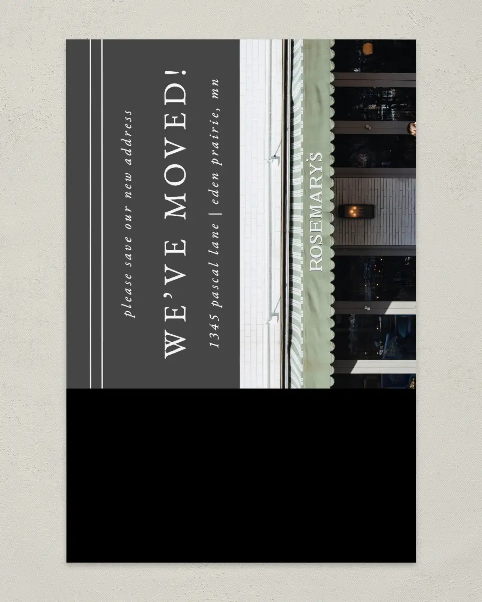 This is a 6" x 9" Postcard called Announcements printed in full color