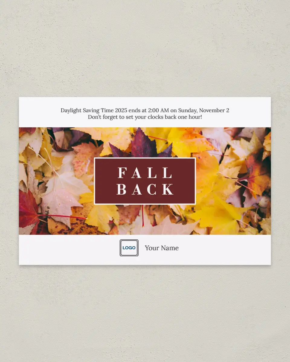 This is a 6" x 9" Postcard called It's Fall Y'all printed in full color