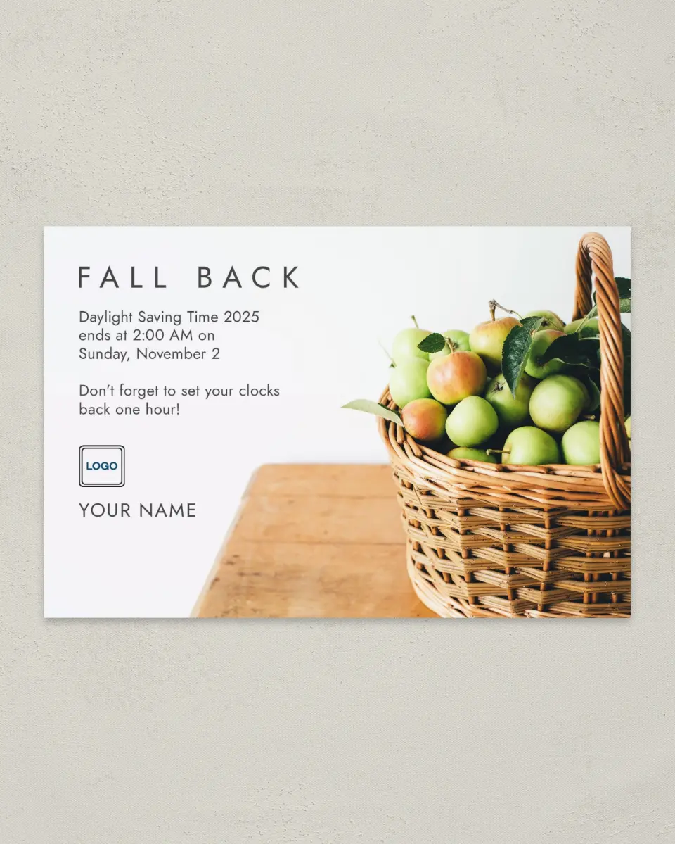 This is a 6" x 9" Postcard called Happy Harvest printed in full color