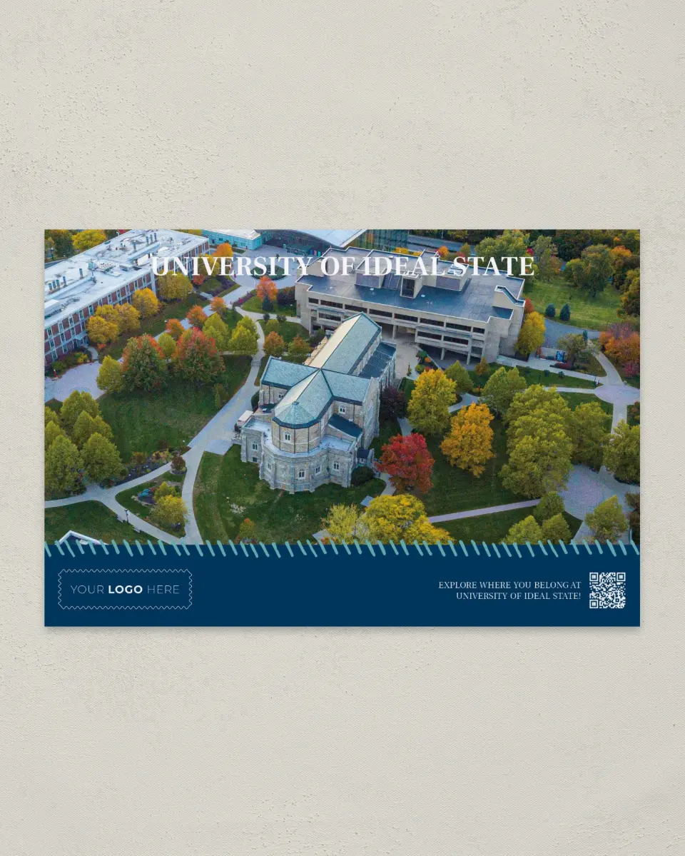 This is a 6" x 9" Postcard called Spirited Academics printed in full color