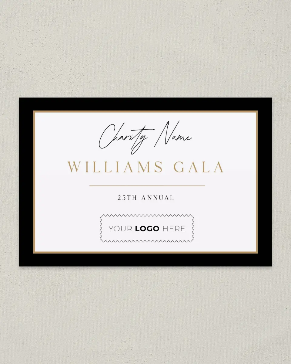 This is a 6" x 9" Gala Save the Date Postcard called Make an Impact printed in full color