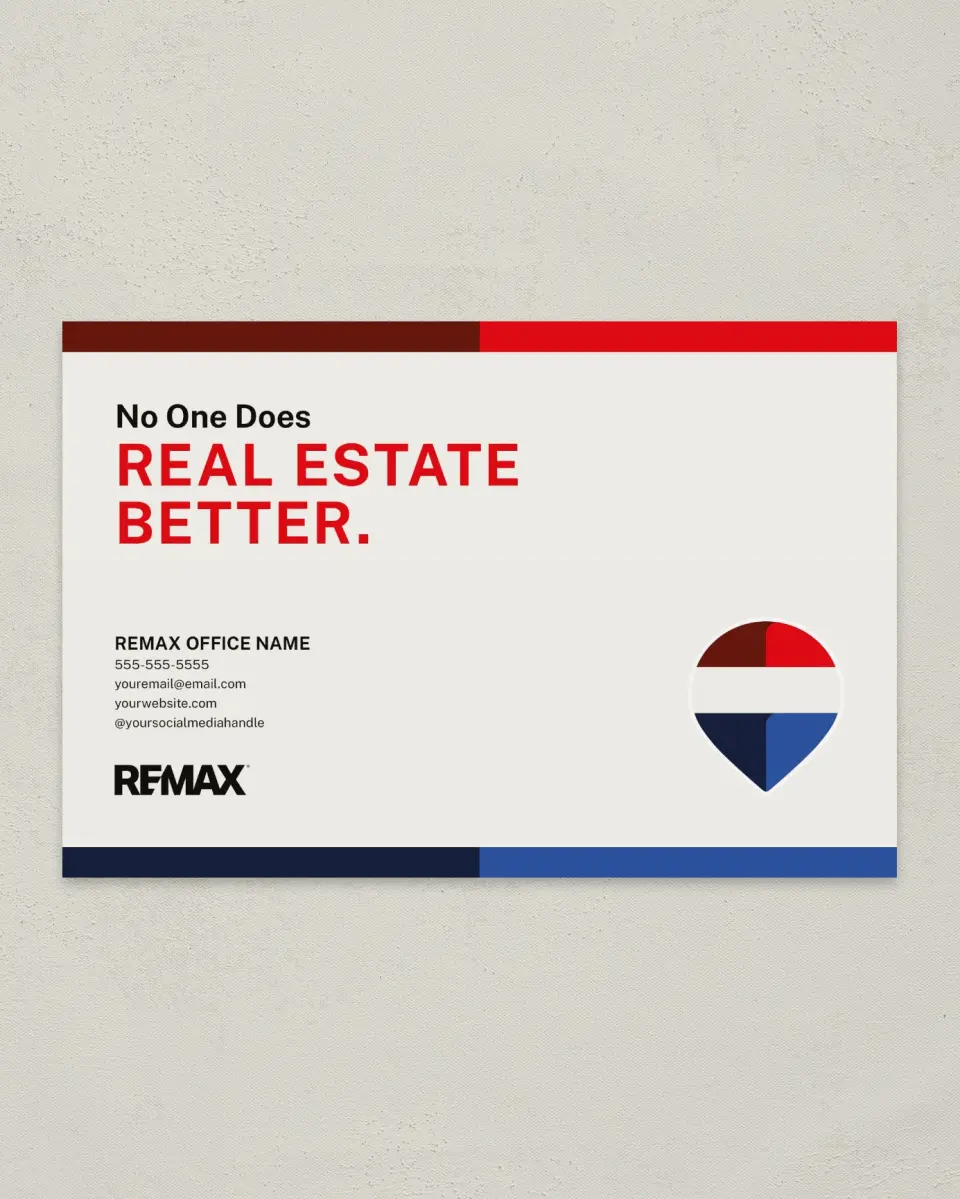 This is a 6" x 9" Postcard called REMAX Bold Bands printed in full color