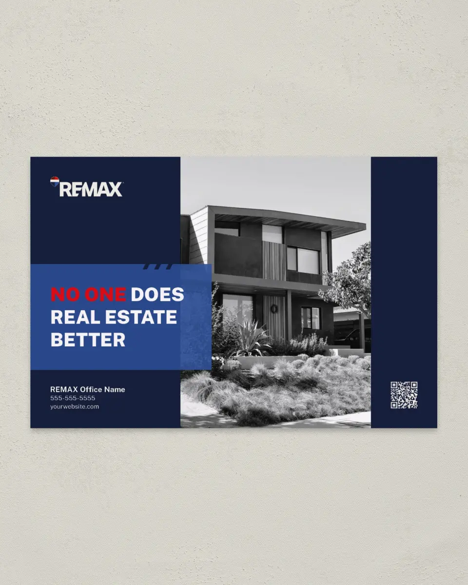 This is a 6" x 9" Postcard called REMAX No One Better printed in full color