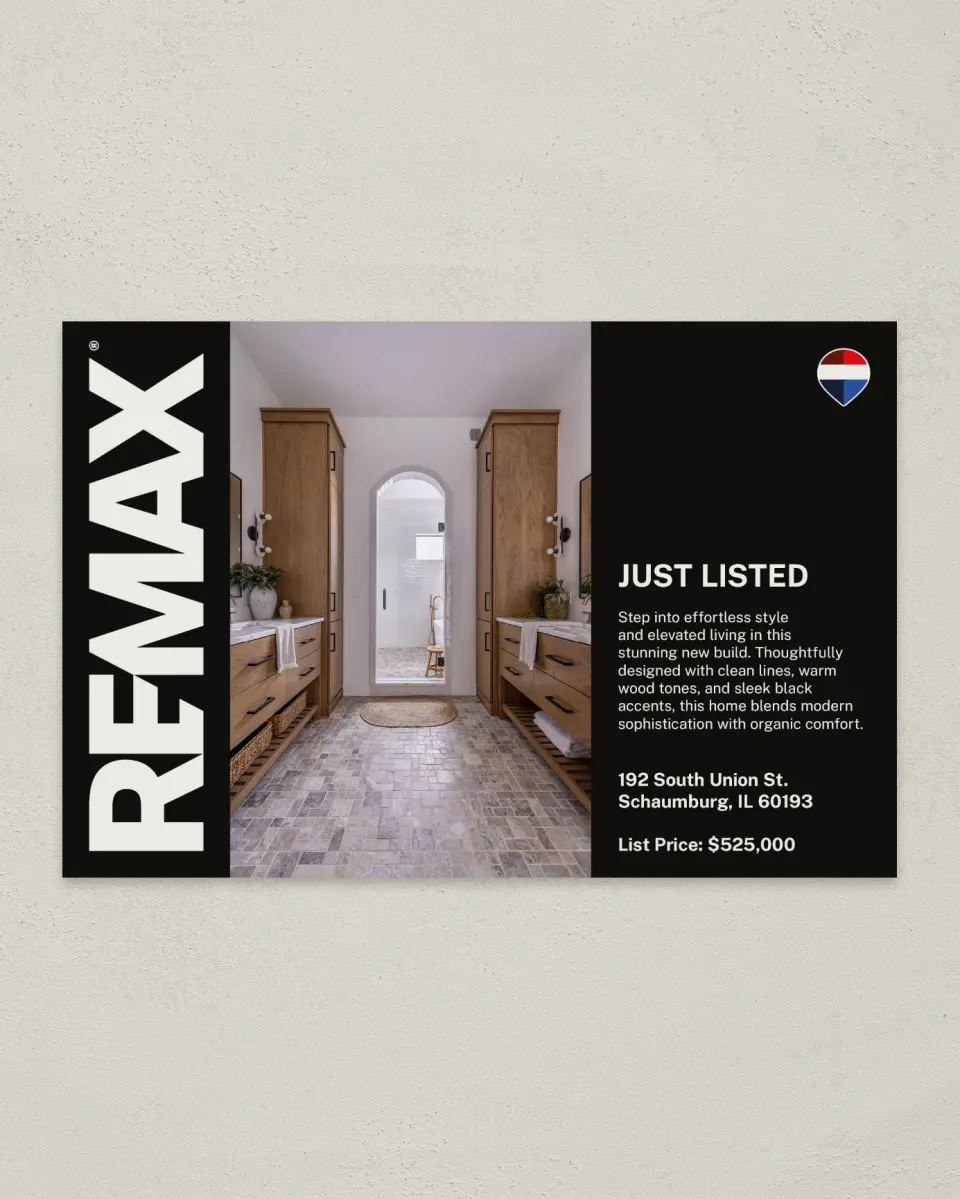 This is a 6" x 9" Postcard called REMAX Bold Contrast printed in full color