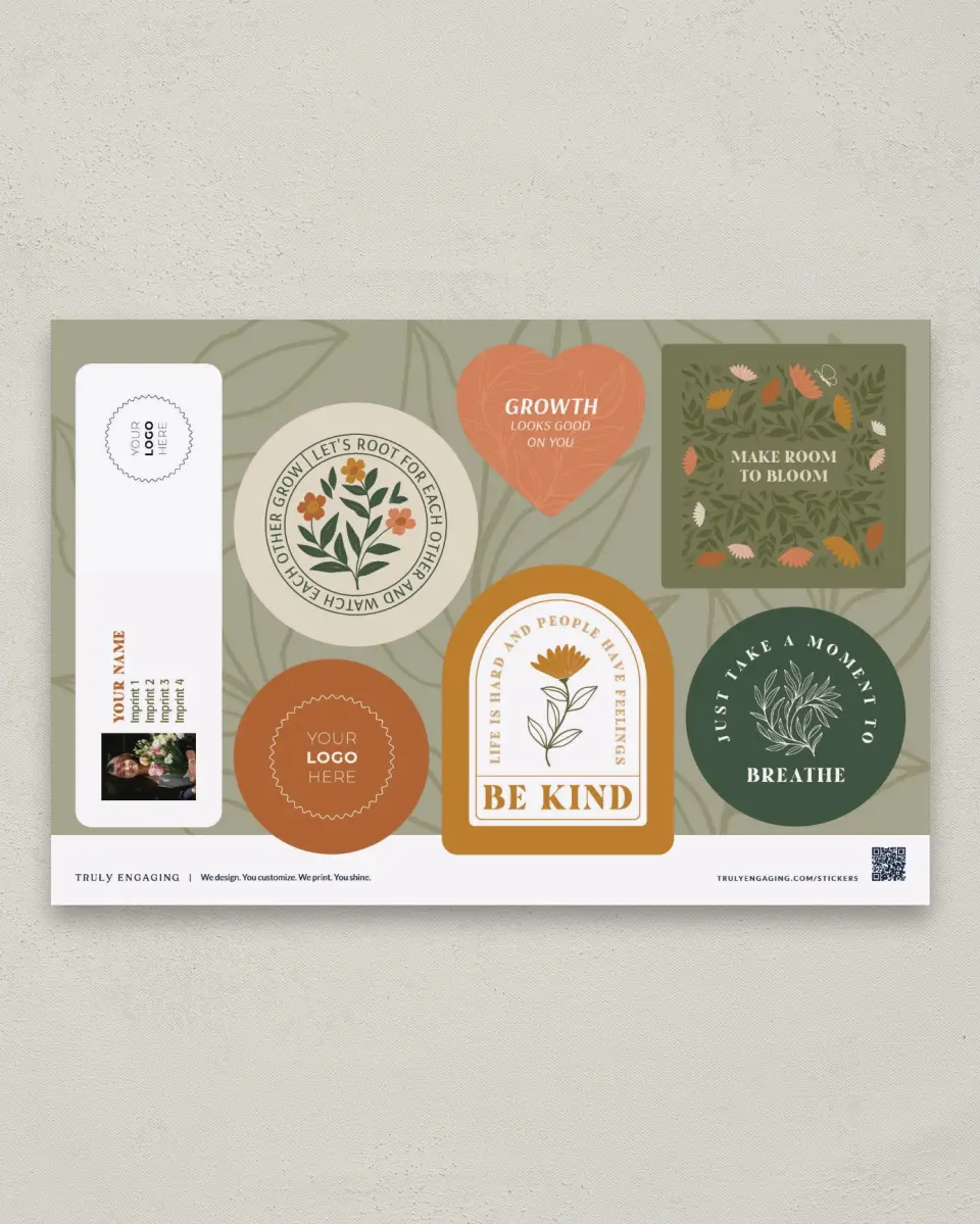 This is a 6" x 9" Business Sticker Postcard called Positive Growth printed in full color
