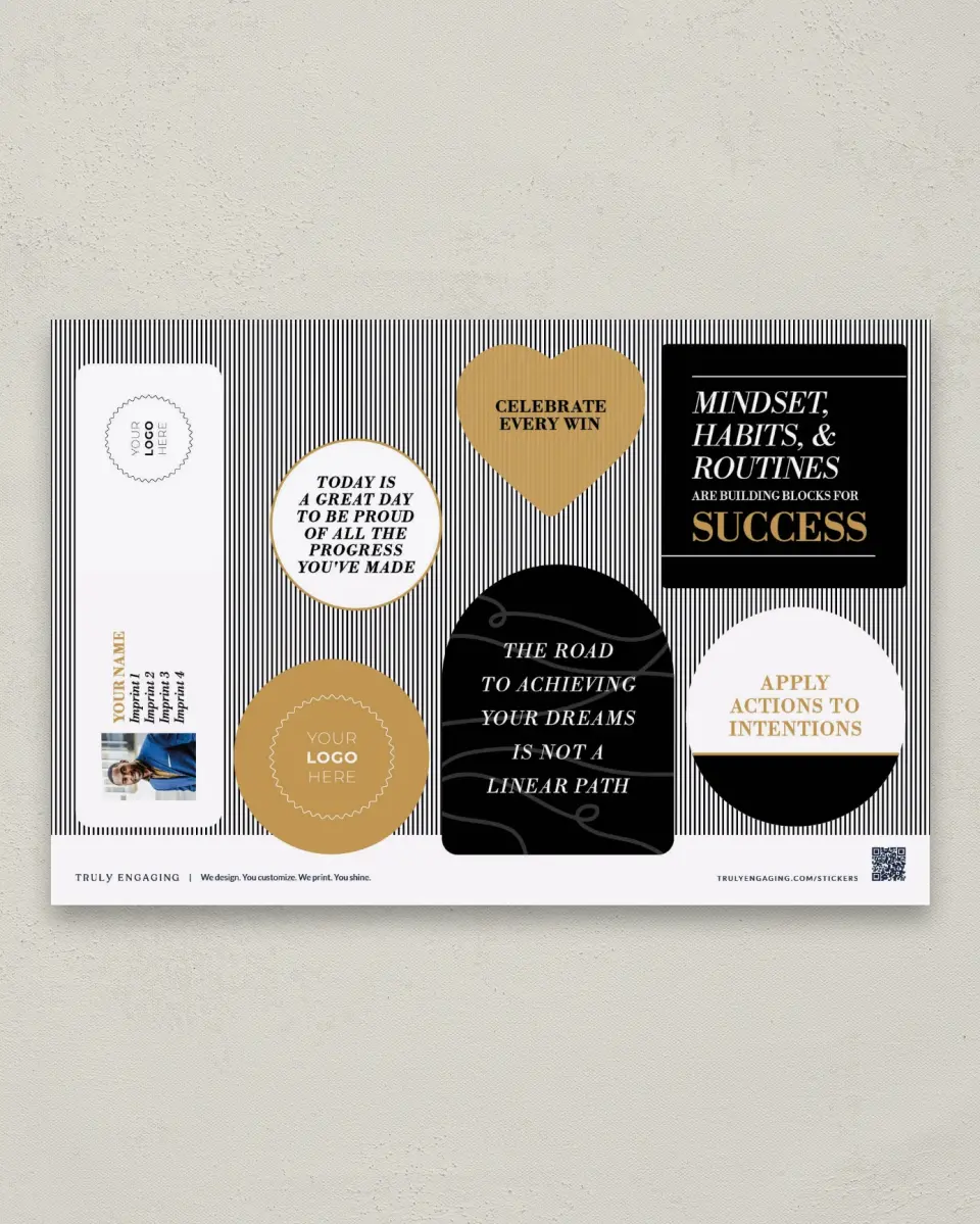 This is a 6" x 9" Business Sticker Postcard called Motivate Confidence printed in full color