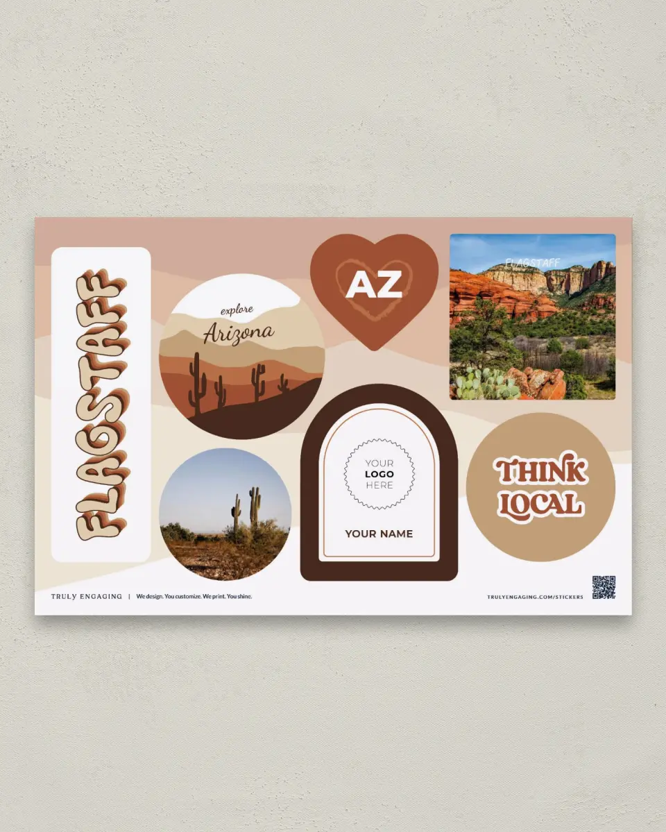 This is a 6" x 9" Business Sticker Postcard called Warm Desert printed in full color