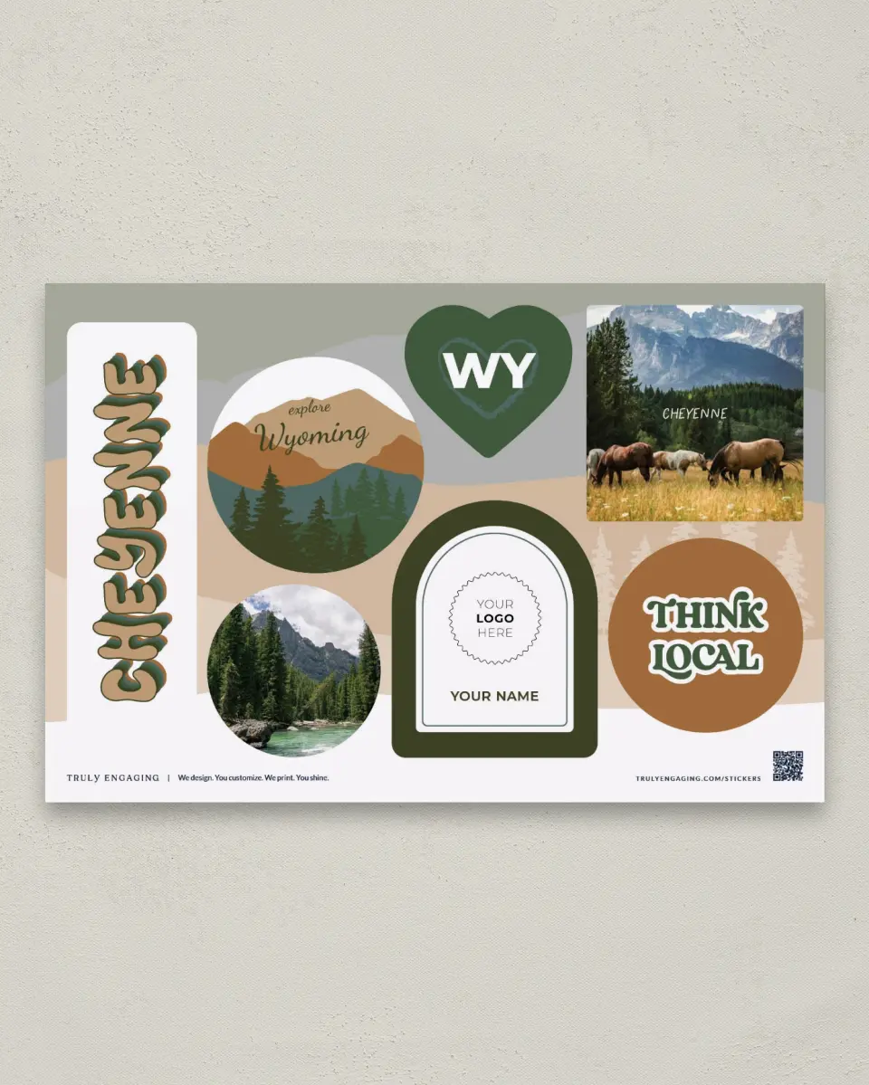 This is a 6" x 9" Business Sticker Postcard called Majestic Mountain printed in full color