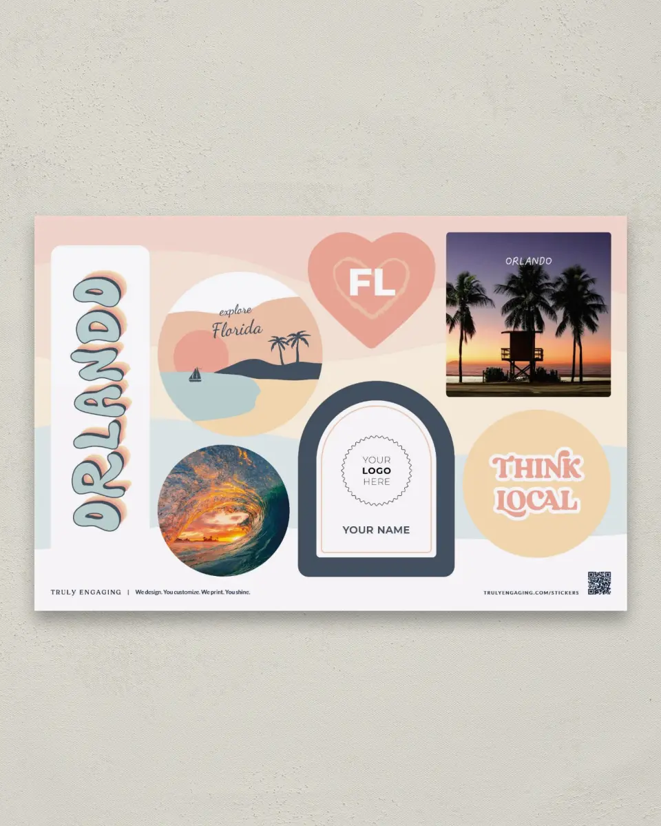 This is a 6" x 9" Business Sticker Postcard called Sandy Coastline printed in full color
