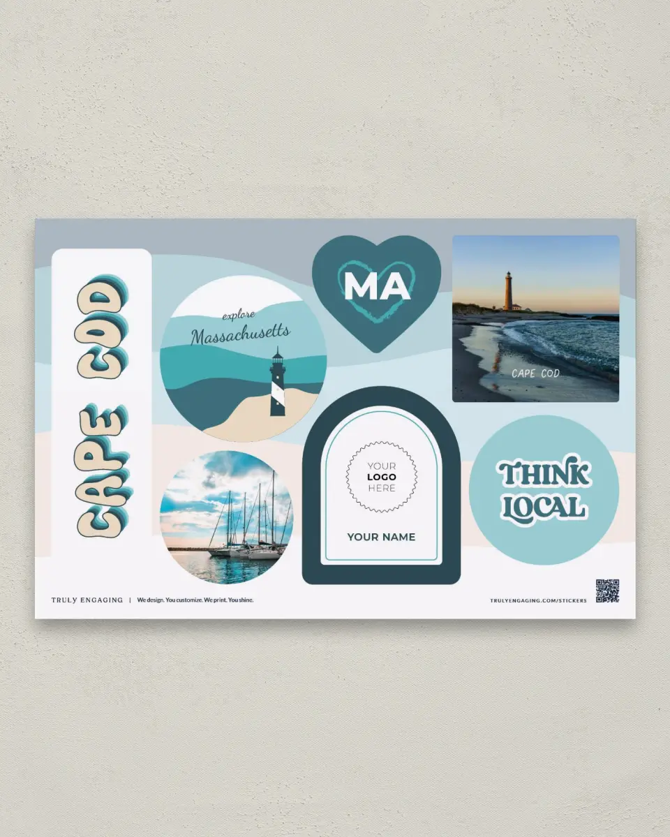 This is a 6" x 9" Business Sticker Postcard called Seaside Lighthouse printed in full color