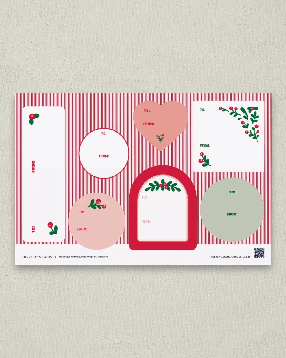 This is a 6" x 9" Holiday Gift Tag called 'Tis the Season printed in full color