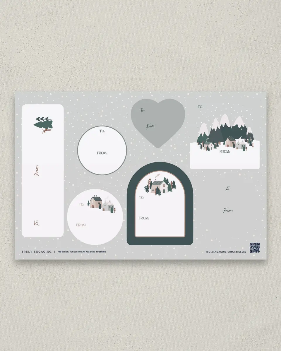 This is a 6" x 9" Holiday Gift Tag called Dreamy Woodlands printed in full color