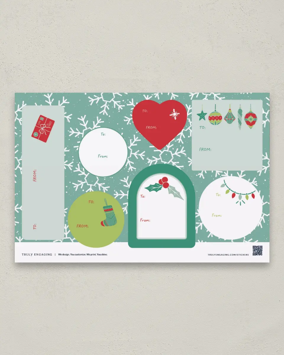 This is a 6" x 9" Holiday Gift Tag called Jolly Holiday printed in full color