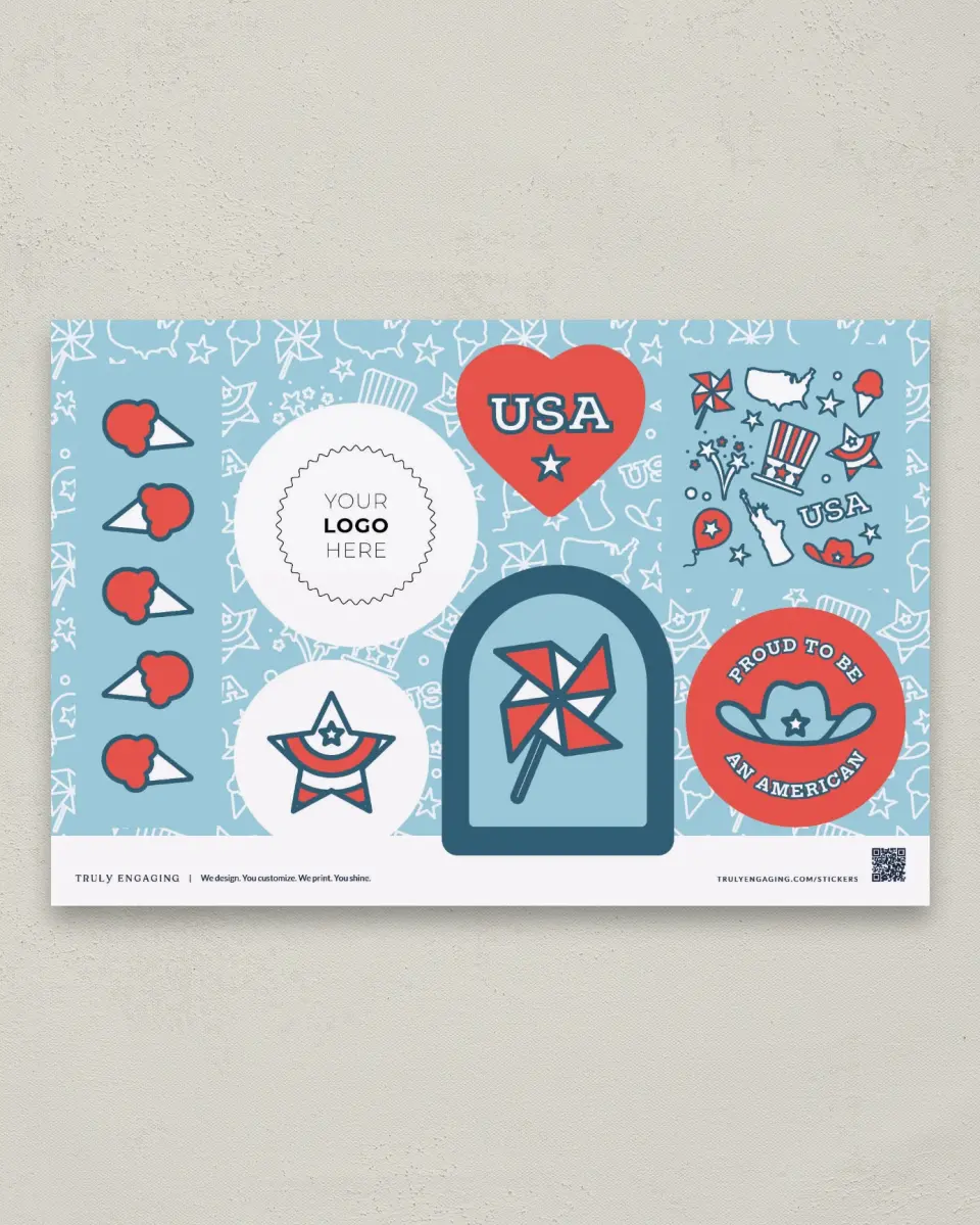 This is a 6" x 9" Business Sticker Postcard called Freedom Fun printed in full color