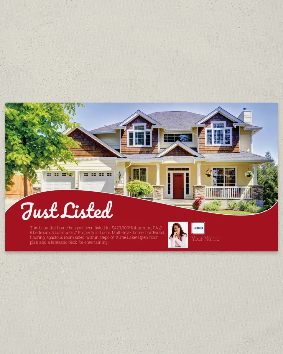 This is a 6" x 11" Postcard called Premier Listing printed in full color