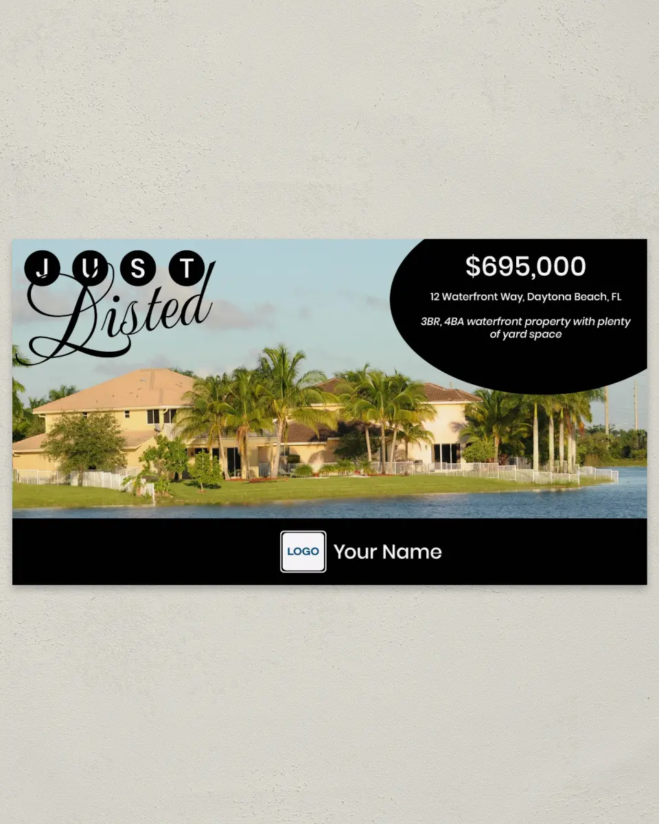 This is a 6" x 11" Postcard called Retro Listing printed in full color