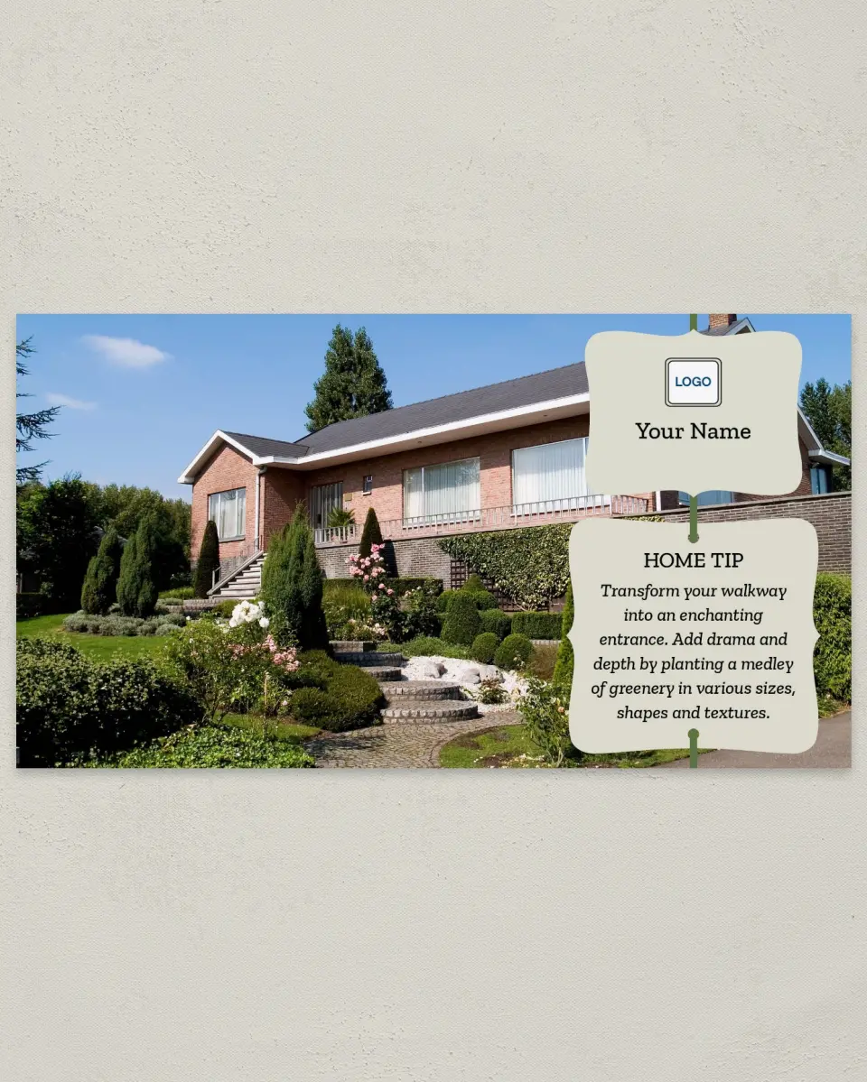 This is a 6" x 11" Postcard called Home Tip - Walkway printed in full color