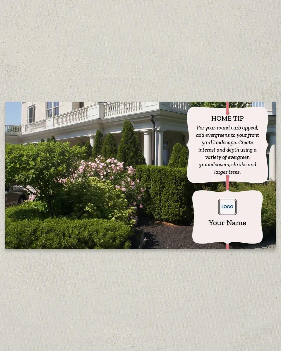 This is a 6" x 11" Postcard called Home Tip - Evergreen printed in full color