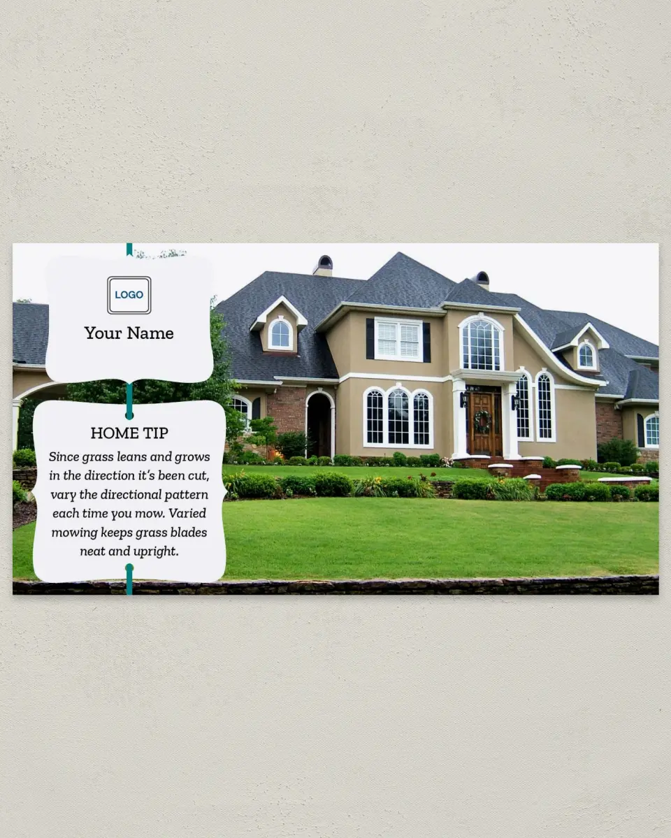 This is a 6" x 11" Postcard called Home Tip - Neat Grass printed in full color