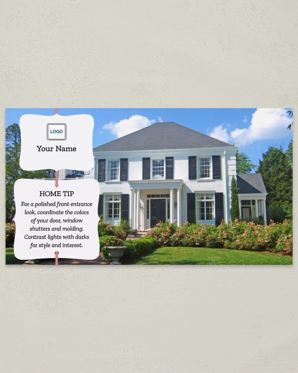 This is a 6" x 11" Postcard called Home Tip - Front Entrance printed in full color