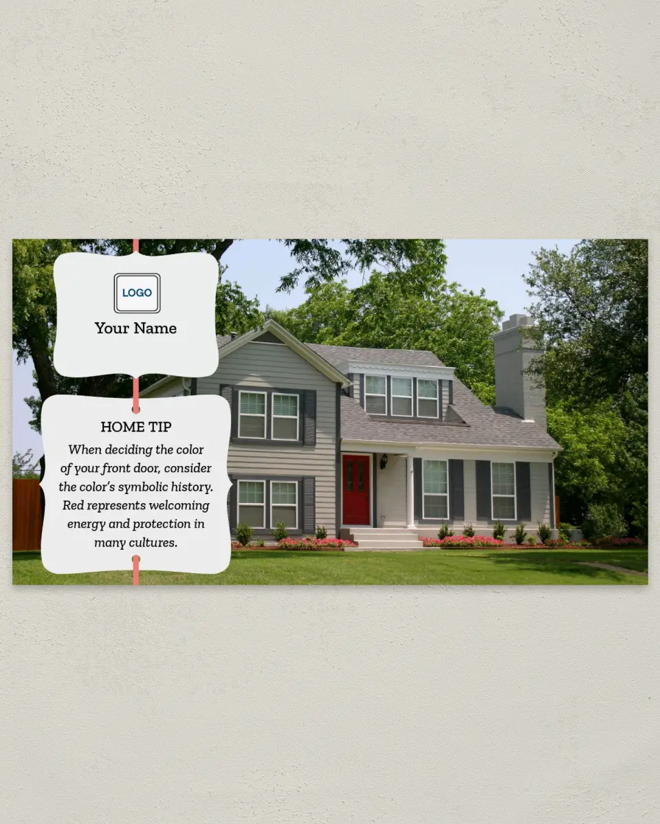 This is a 6" x 11" Postcard called Home Tip - Front Door printed in full color