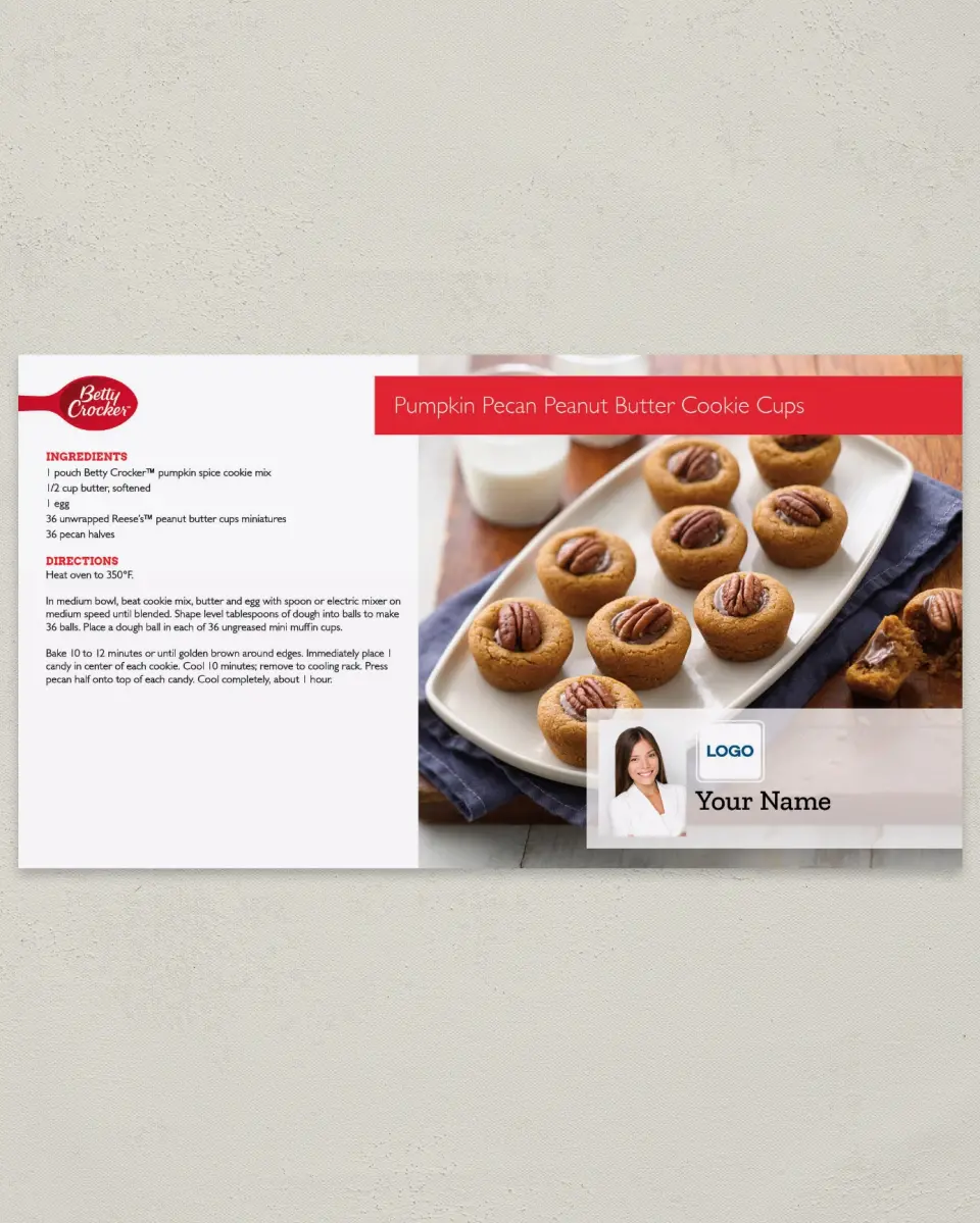 This is a 6" x 11" Postcard called Betty Crocker -  Cookie Cups printed in full color