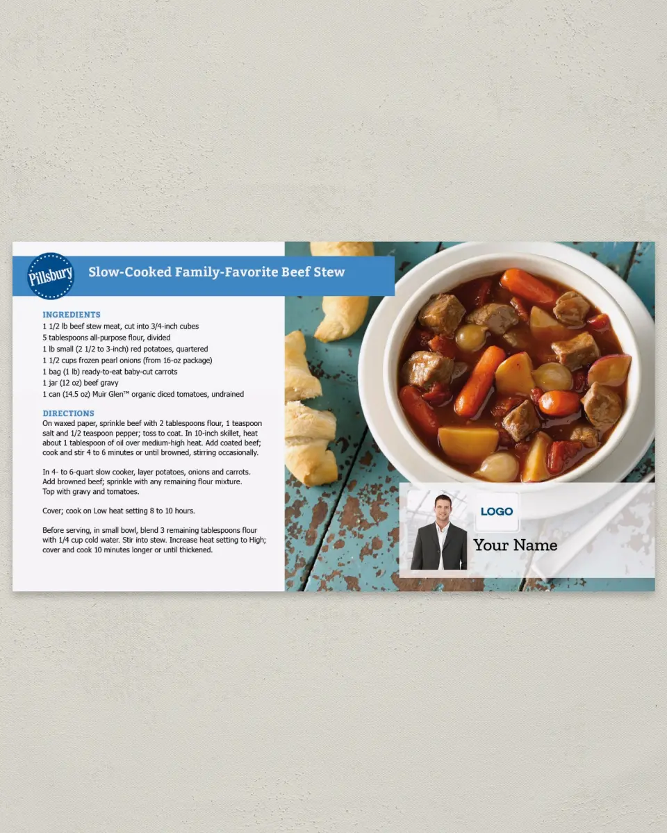 This is a 6" x 11" Postcard called Pillsbury -  Beef Stew printed in full color