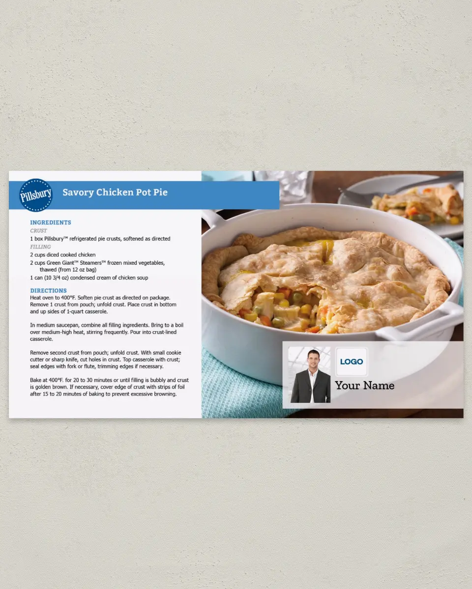 This is a 6" x 11" Postcard called Pillsbury -  Pot Pie printed in full color