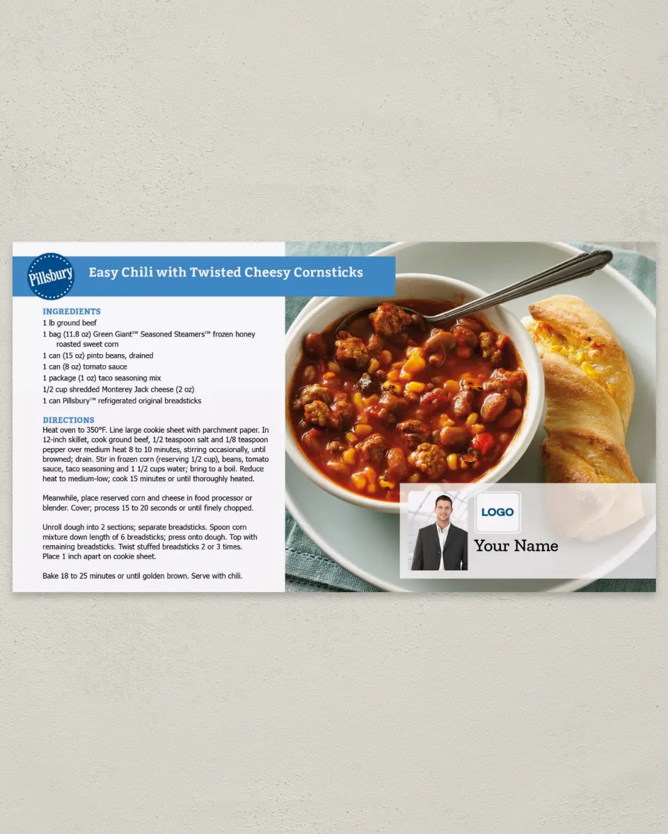 This is a 6" x 11" Postcard called Pillsbury -  Cheesy Cornsticks printed in full color